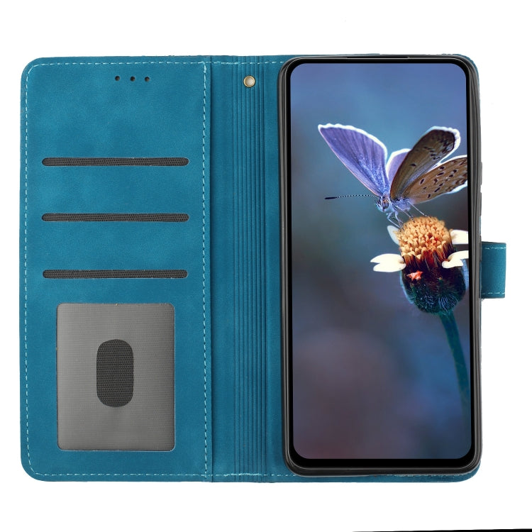 For OPPO A18 Flower Embossing Pattern Leather Phone Case(Blue) - A18 Cases by buy2fix | Online Shopping UK | buy2fix