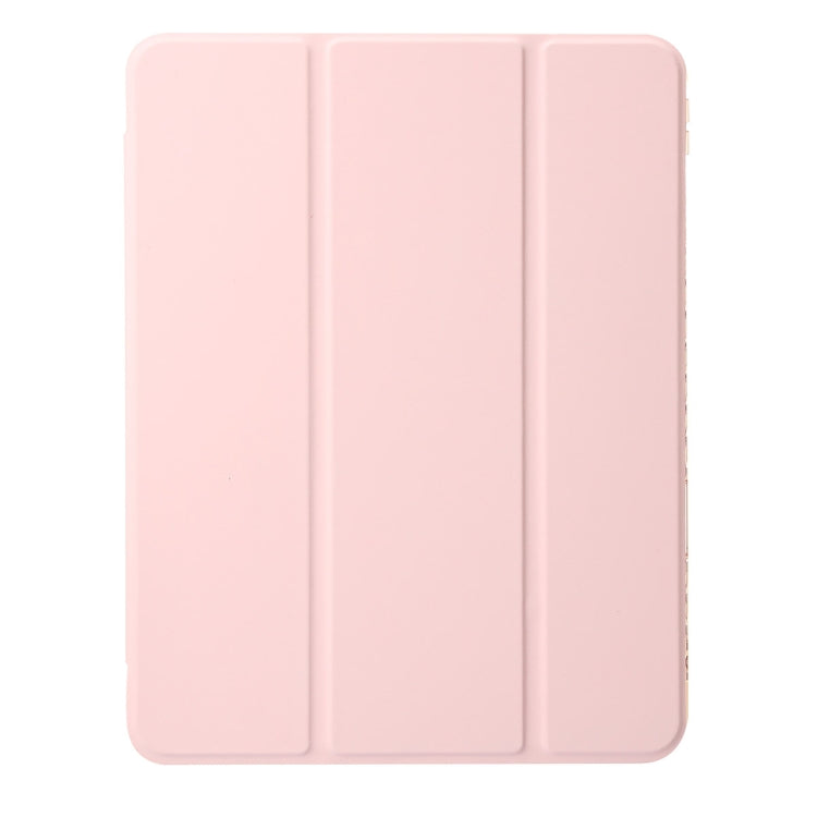 For iPad Air 11 2025 / 2024 Clear Acrylic 3-Fold Leather Tablet Case(Pink) - iPad Air 11 2025 / 2024 Cases by buy2fix | Online Shopping UK | buy2fix