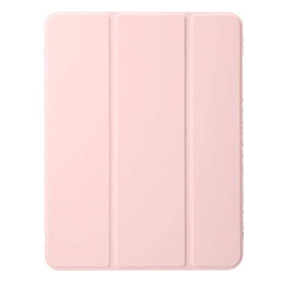 For iPad Air 11 2025 / 2024 Clear Acrylic 3-Fold Leather Tablet Case(Pink) - iPad Air 11 2025 / 2024 Cases by buy2fix | Online Shopping UK | buy2fix