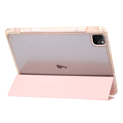 For iPad Air 11 2025 / 2024 Clear Acrylic 3-Fold Leather Tablet Case(Pink) - iPad Air 11 2025 / 2024 Cases by buy2fix | Online Shopping UK | buy2fix