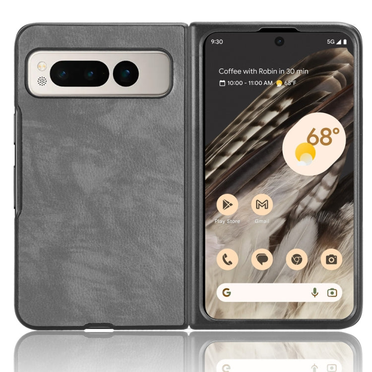 For Google Pixel Fold Litchi Texture Back Cover Phone Case(Grey) - Google Cases by buy2fix | Online Shopping UK | buy2fix