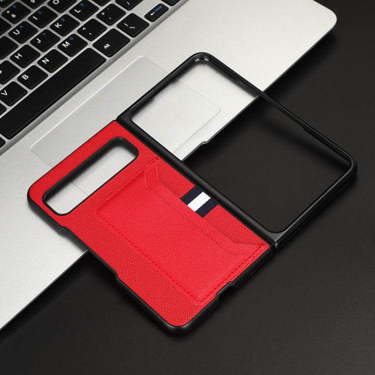 For Google Pixel Fold Litchi Texture Card Slots Back Cover Phone Case(Red) - Google Cases by buy2fix | Online Shopping UK | buy2fix