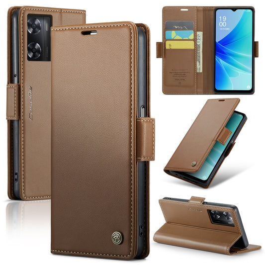 For OPPO A57 4G Global/A57s 4G Global CaseMe 023 Butterfly Buckle Litchi Texture RFID Anti-theft Leather Phone Case(Brown) - OPPO Cases by CaseMe | Online Shopping UK | buy2fix