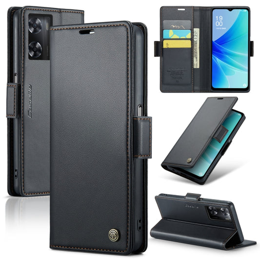 For OPPO A77s CaseMe 023 Butterfly Buckle Litchi Texture RFID Anti-theft Leather Phone Case(Black) - OPPO Cases by CaseMe | Online Shopping UK | buy2fix