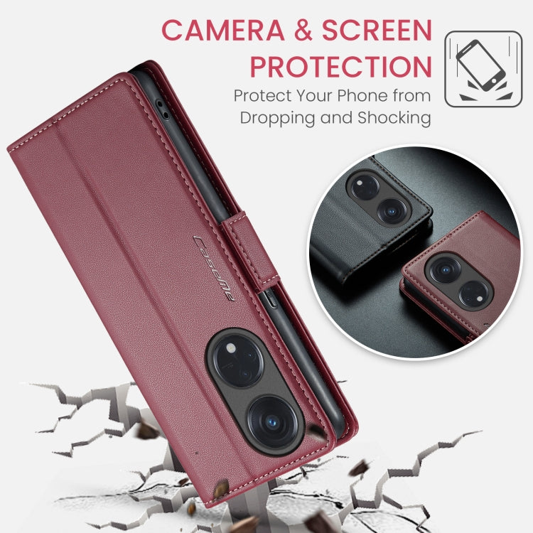 For OPPO Reno8 T 5G/A1 Pro 5G CaseMe 023 Butterfly Buckle Litchi Texture RFID Anti-theft Leather Phone Case(Wine Red) - OPPO Cases by CaseMe | Online Shopping UK | buy2fix