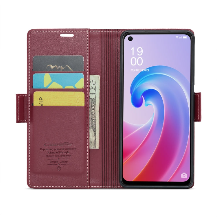 For OPPO A96 4G Global/A36 4G/K10 4G/A76 4G CaseMe 023 Butterfly Buckle Litchi Texture RFID Anti-theft Leather Phone Case(Wine Red) - OPPO Cases by CaseMe | Online Shopping UK | buy2fix