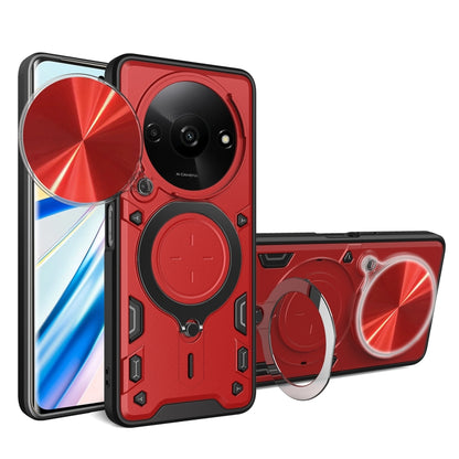 For Xiaomi Redmi A3 CD Texture Sliding Camshield Magnetic Holder Phone Case(Red) - Xiaomi Cases by buy2fix | Online Shopping UK | buy2fix