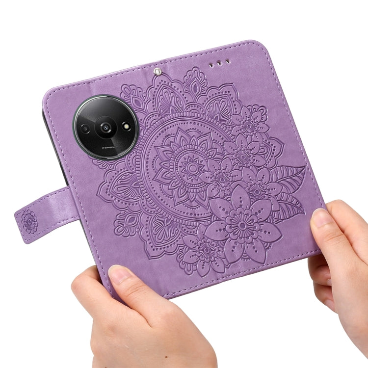 For Xiaomi Redmi A3 7-petal Flowers Embossing Leather Phone Case(Light Purple) - Xiaomi Cases by buy2fix | Online Shopping UK | buy2fix