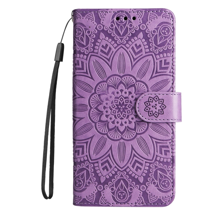 For Xiaomi Redmi K70E Embossed Sunflower Leather Phone Case(Purple) - K70E Cases by buy2fix | Online Shopping UK | buy2fix