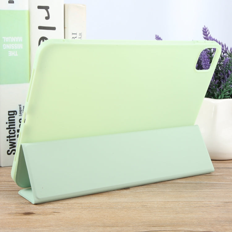 For iPad Air 11 2025 / 2024 GEBEI 3-folding Holder Shockproof Flip Leather Tablet Case(Green) - iPad Air 11 2025 / 2024 Cases by GEBEI | Online Shopping UK | buy2fix