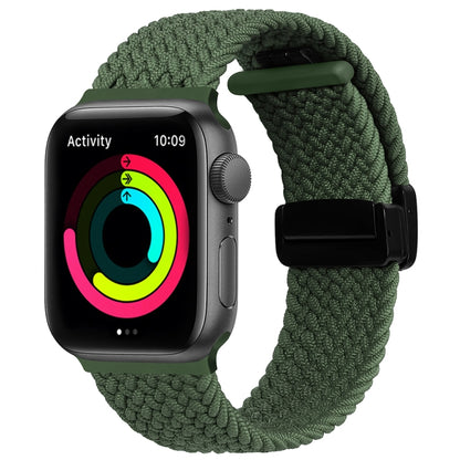 Magnetic Fold Clasp Woven Watch Band For Apple Watch 5 40mm(Green) - Watch Bands by buy2fix | Online Shopping UK | buy2fix