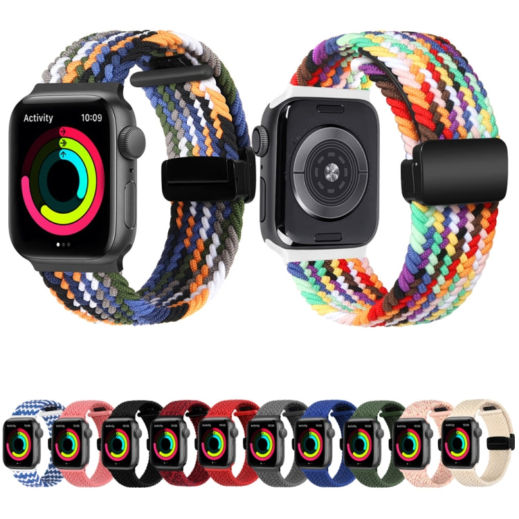 Magnetic Fold Clasp Woven Watch Band For Apple Watch 6 44mm(Rainbow Color) - Watch Bands by buy2fix | Online Shopping UK | buy2fix