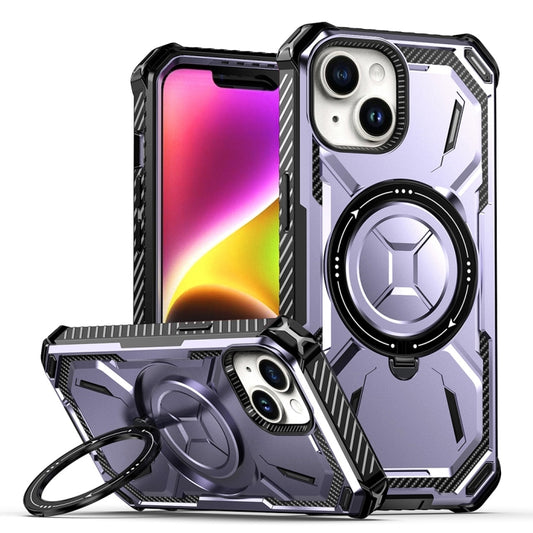 For iPhone 15 Armor Series Holder Phone Case(Light Purple) - iPhone 15 Cases by buy2fix | Online Shopping UK | buy2fix