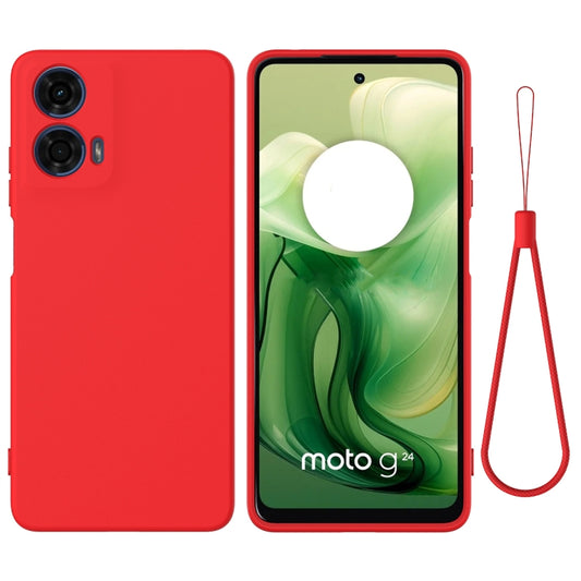 For Motorola Moto G04 / G24 Pure Color Liquid Silicone Shockproof Phone Case(Red) - Motorola Cases by buy2fix | Online Shopping UK | buy2fix