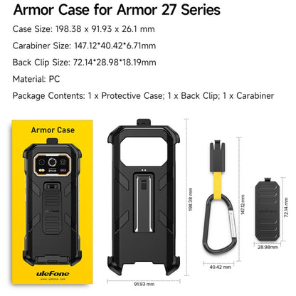 For Ulefone Armor 27 / 27 Pro / 27T / 27T Pro Ulefone Back Clip Phone Case with Carabiner(Black) - Ulefone Cases by Ulefone | Online Shopping UK | buy2fix