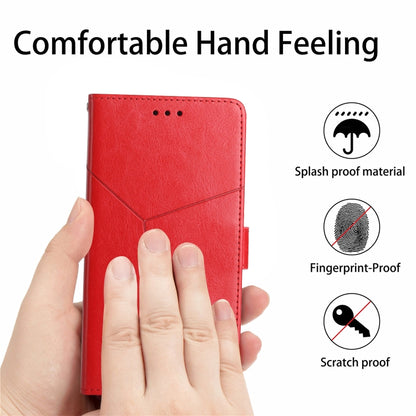 For iPhone 16 Pro Max HT01 Y-shaped Pattern Flip Leather Phone Case(Red) - iPhone 16 Pro Max Cases by buy2fix | Online Shopping UK | buy2fix