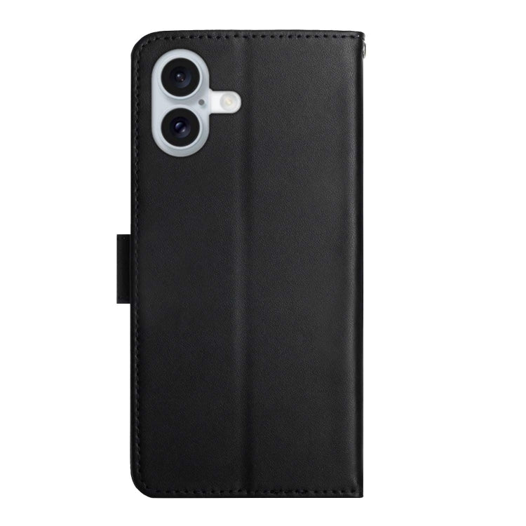 For iPhone 16 Genuine Leather Fingerprint-proof Flip Phone Case(Black) - iPhone 16 Cases by buy2fix | Online Shopping UK | buy2fix