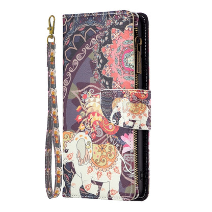 For Xiaomi Redmi Note 13 Pro 4G Global Colored Drawing Pattern Zipper Leather Phone Case(Flower Elephants) - Note 13 Pro Cases by buy2fix | Online Shopping UK | buy2fix