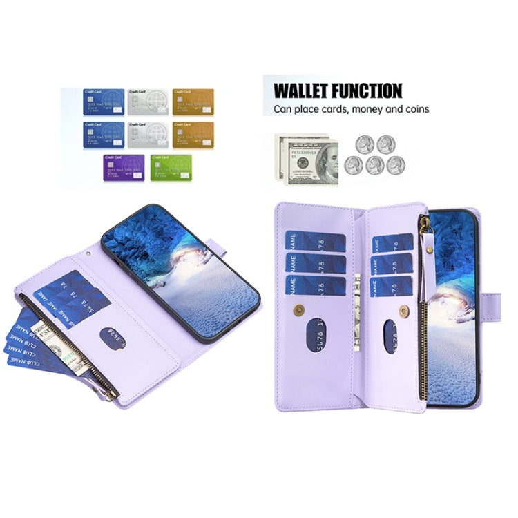 For Xiaomi 13 Pro 9 Card Slots Zipper Wallet Leather Flip Phone Case(Light Purple) - 13 Pro Cases by buy2fix | Online Shopping UK | buy2fix