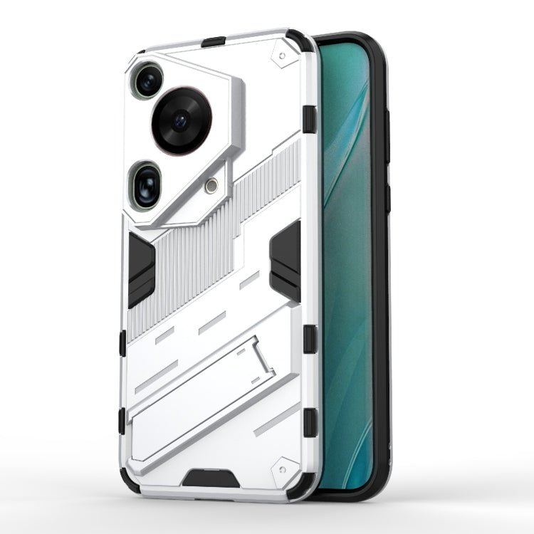 For Huawei Pura 70 Ultra Punk Armor 2 in 1 PC + TPU Phone Case with Holder(White) - Huawei Cases by buy2fix | Online Shopping UK | buy2fix