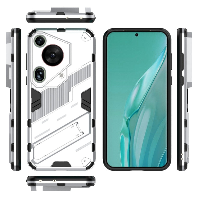 For Huawei Pura 70 Ultra Punk Armor 2 in 1 PC + TPU Phone Case with Holder(White) - Huawei Cases by buy2fix | Online Shopping UK | buy2fix