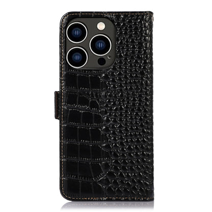 For iPhone 16 Pro Max Crocodile Top Layer Cowhide Leather Phone Case(Black) - iPhone 16 Pro Max Cases by buy2fix | Online Shopping UK | buy2fix