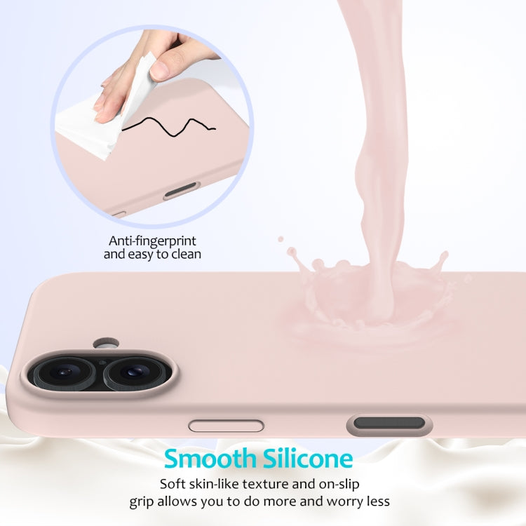 For iPhone 16 Solid Color Silicone Phone Case(Sand Pink) - More iPhone Cases by buy2fix | Online Shopping UK | buy2fix