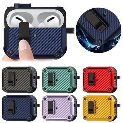 For AirPods Pro 2 Carbon Fiber Magnetic Automatic Switch Earphone Protective Case(Black) - For AirPods Pro 2 by buy2fix | Online Shopping UK | buy2fix