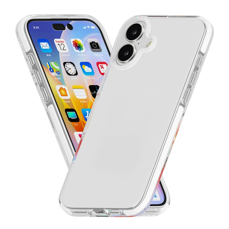 For iPhone 16 Two-color Shockproof High Transparency TPU Phone Case(White) - iPhone 16 Cases by buy2fix | Online Shopping UK | buy2fix