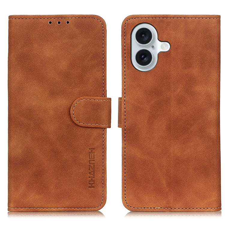 For iPhone 16 Plus KHAZNEH Retro Texture Leather Phone Case(Brown) - iPhone 16 Plus Cases by buy2fix | Online Shopping UK | buy2fix