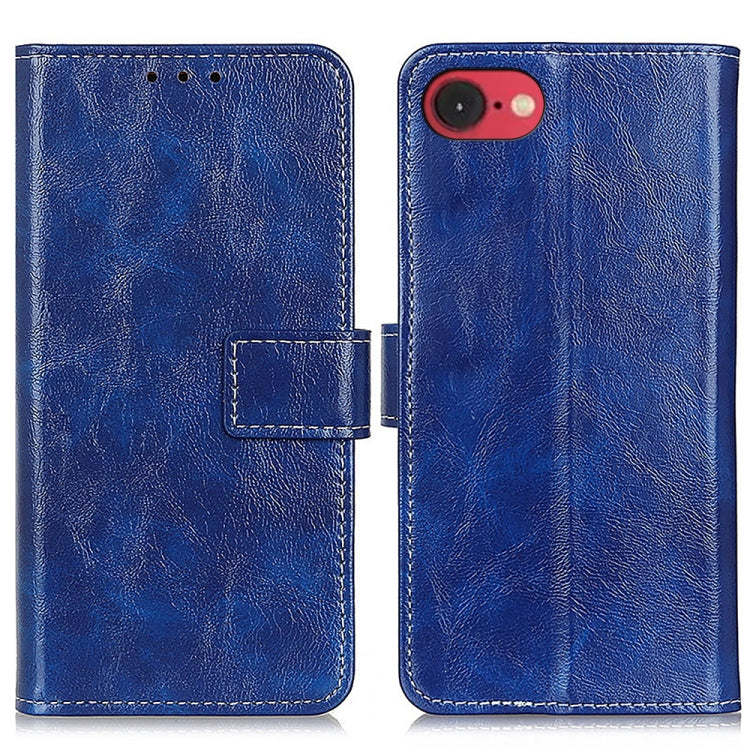 For iPhone 16e Retro Crazy Horse Texture Horizontal Flip Leather Phone Case(Blue) - iPhone 16e Cases by buy2fix | Online Shopping UK | buy2fix