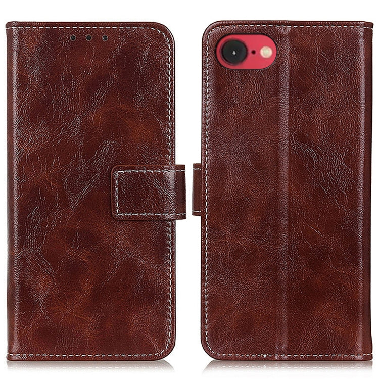 For iPhone 16e Retro Crazy Horse Texture Horizontal Flip Leather Phone Case(Brown) - iPhone 16e Cases by buy2fix | Online Shopping UK | buy2fix