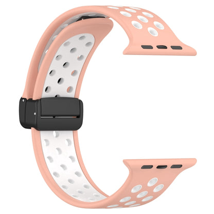 For Apple Watch 5 40mm Magnetic Buckle Silicone Watch Band(Pink White) - Watch Bands by buy2fix | Online Shopping UK | buy2fix