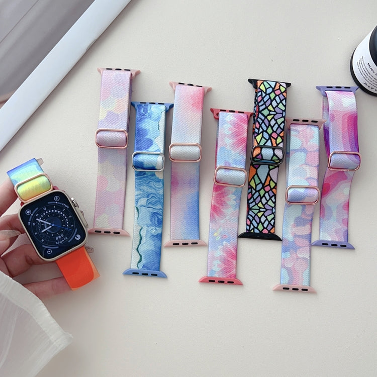 For Apple Watch Ultra 2 49mm Painted Pattern Nylon Replacement Watch Band(Geometric Rainbow) - Watch Bands by buy2fix | Online Shopping UK | buy2fix