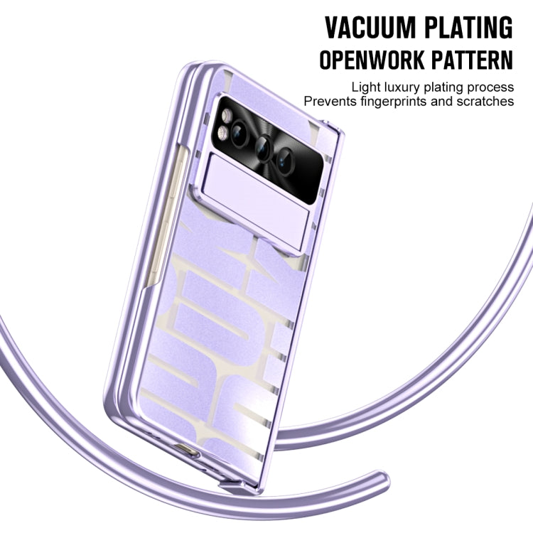 For Google Pixel Fold Integrated Electroplating Folding Phone Case with Hinge(Purple) - Google Cases by buy2fix | Online Shopping UK | buy2fix