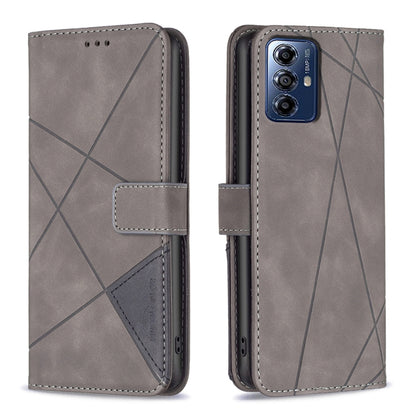 For Motorola Moto G Play 2024 Magnetic Buckle Rhombus Texture Leather Phone Case(Grey) - Motorola Cases by buy2fix | Online Shopping UK | buy2fix