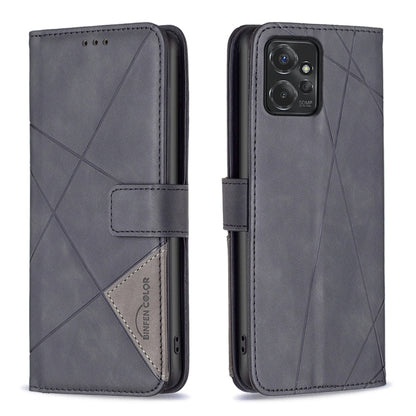 For Motorola Moto G Power 5G 2024 Magnetic Buckle Rhombus Texture Leather Phone Case(Black) - Motorola Cases by buy2fix | Online Shopping UK | buy2fix