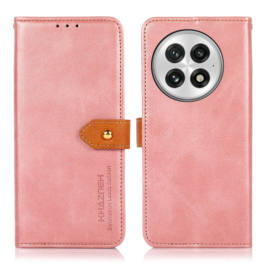 For OnePlus 13 KHAZNEH Dual-color Cowhide Texture Flip Leather Phone Case(Rose Gold) - OnePlus Cases by buy2fix | Online Shopping UK | buy2fix