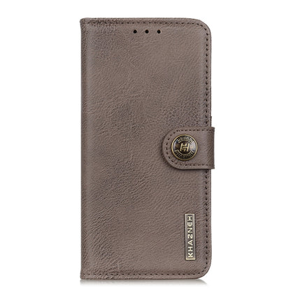 For OnePlus 12 KHAZNEH Cowhide Texture Flip Leather Phone Case(Khaki) - OnePlus Cases by buy2fix | Online Shopping UK | buy2fix