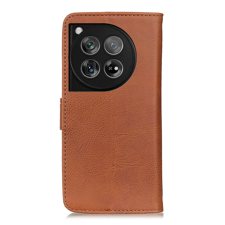 For OnePlus 12 KHAZNEH Cowhide Texture Flip Leather Phone Case(Brown) - OnePlus Cases by buy2fix | Online Shopping UK | buy2fix