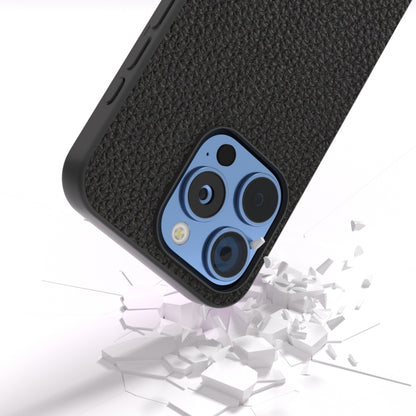 For iPhone 16 Pro Max ABEEL Genuine Leather Litchi Texture Phone Case(Black) - iPhone 16 Pro Max Cases by buy2fix | Online Shopping UK | buy2fix