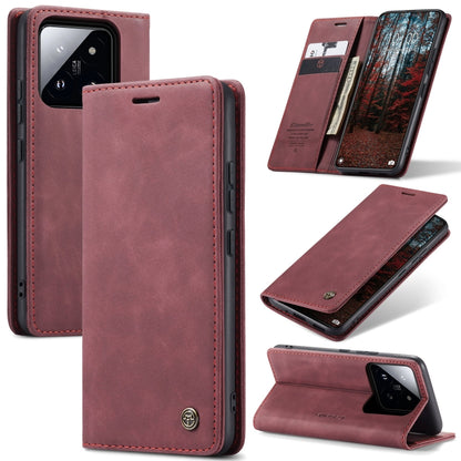 For Xiaomi 14 CaseMe 013 Multifunctional Horizontal Flip Leather Phone Case(Wine Red) - 14 Cases by CaseMe | Online Shopping UK | buy2fix