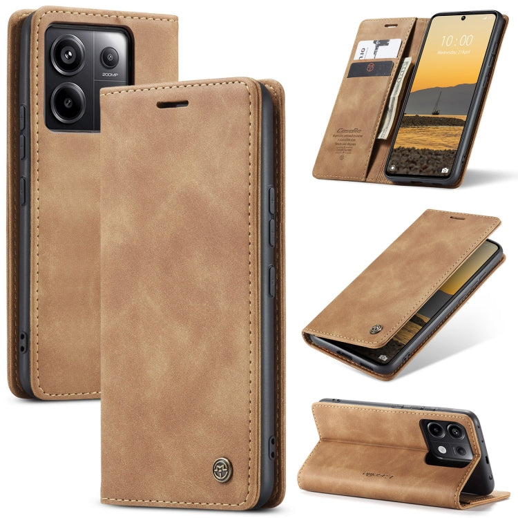 For Xiaomi Redmi Note 13 Pro 5G CaseMe 013 Multifunctional Horizontal Flip Leather Phone Case(Brown) - Xiaomi Cases by CaseMe | Online Shopping UK | buy2fix