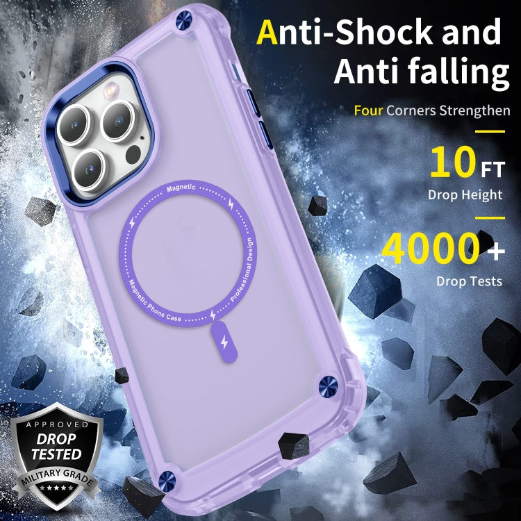 For iPhone 14 Skin Feel TPU + PC MagSafe Magnetic Phone Case(Transparent Purple) - iPhone 14 Cases by buy2fix | Online Shopping UK | buy2fix