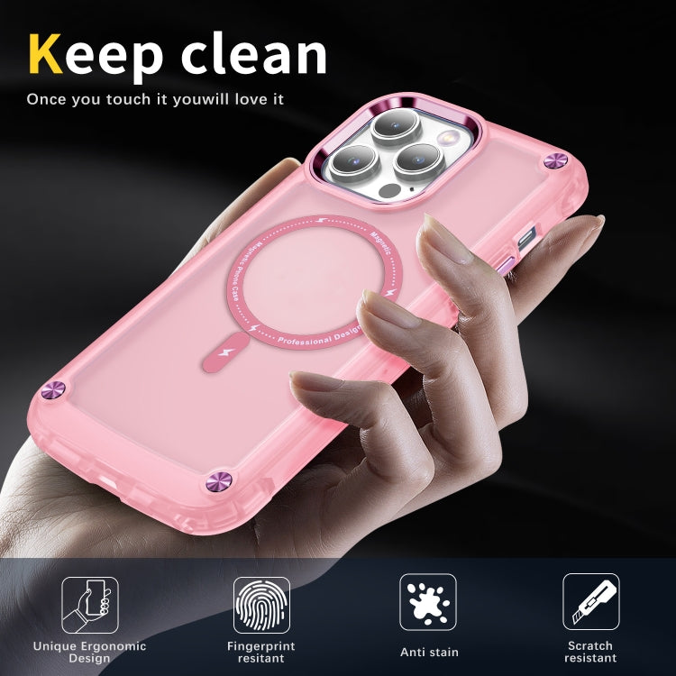 For iPhone 14 Pro Skin Feel TPU + PC MagSafe Magnetic Phone Case(Transparent Pink) - iPhone 14 Pro Cases by buy2fix | Online Shopping UK | buy2fix