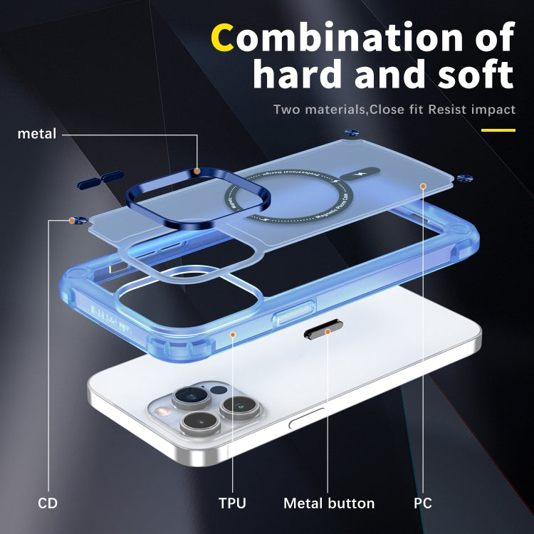 For iPhone 15 Plus Skin Feel TPU + PC MagSafe Magnetic Phone Case(Transparent Blue) - iPhone 15 Plus Cases by buy2fix | Online Shopping UK | buy2fix