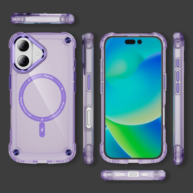 For iPhone 16 Plus Skin Feel TPU + PC MagSafe Magnetic Phone Case(Transparent Purple) - iPhone 16 Plus Cases by buy2fix | Online Shopping UK | buy2fix