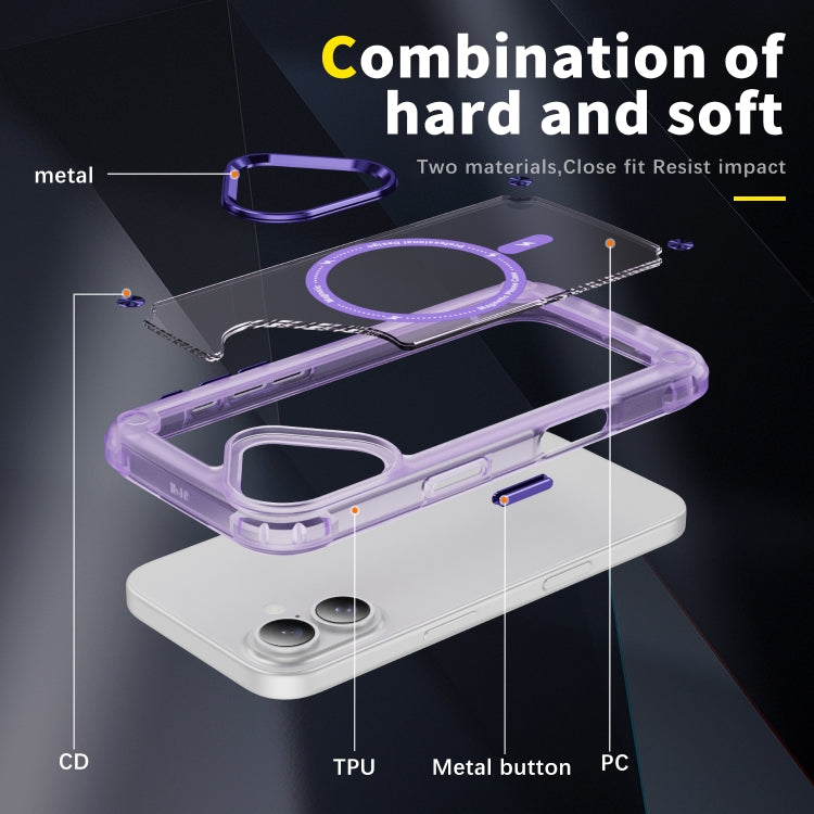 For iPhone 16 Plus Skin Feel TPU + PC MagSafe Magnetic Phone Case(Transparent Purple) - iPhone 16 Plus Cases by buy2fix | Online Shopping UK | buy2fix