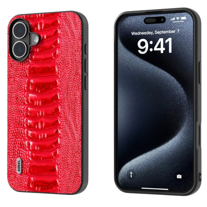 For iPhone 16 Plus ABEEL Genuine Leather Weilai Series Phone Case(Red) - iPhone 16 Plus Cases by buy2fix | Online Shopping UK | buy2fix