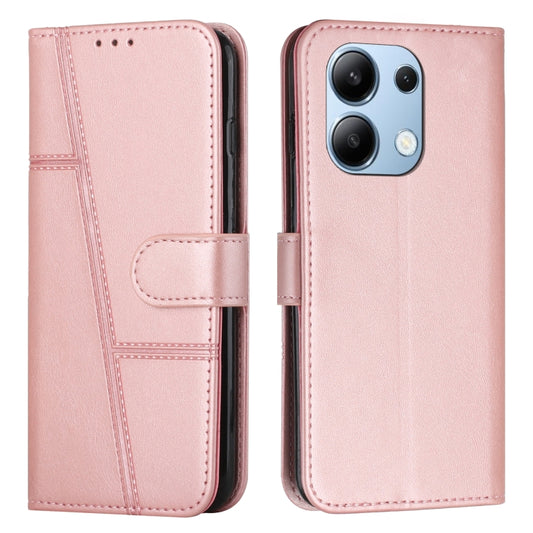 For Xiaomi Redmi Note 13 4G Global Stitching Calf Texture Buckle Leather Phone Case(Rose Gold) - Note 13 Cases by buy2fix | Online Shopping UK | buy2fix